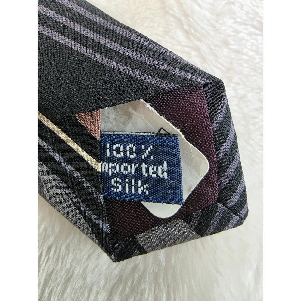 Zylos George‎ Machado Mens Silk Tie Black Grey Geometric Abstract Circles
